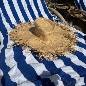 Mango Raffia Straw Fringed Hat - Natural - for spring break and vacation